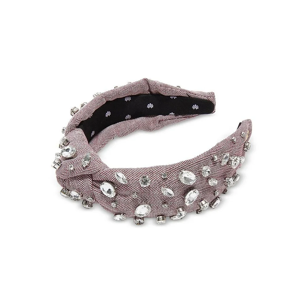 Lele Sadoughi Herringbone Embellished Knotted Headband Women's OS Red/Silver
